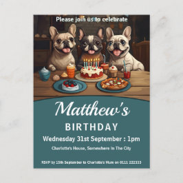 Cartão Postal De Convite Festa de aniversário de Bulls Francês