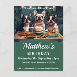 Cartão Postal De Convite Festa de aniversário de Bulls Francês