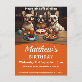 Cartão Postal De Convite Festa de aniversário de Bulls Francês