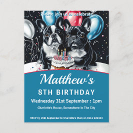 Cartão Postal De Convite Festa de aniversário de Bulls Francês