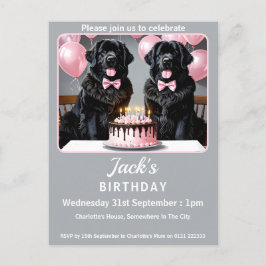 Cartão Postal De Convite Festa de aniversário de Cachorro da Terra Nova
