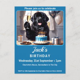 Cartão Postal De Convite Festa de aniversário de Cachorro da Terra Nova