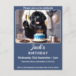 Cartão Postal De Convite Festa de aniversário de Cachorro da Terra Nova