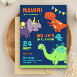 Cartão Postal De Convite Festa de Aniversário de criança de Dinossauro de B