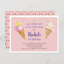 Cartão Postal De Convite Festa de Aniversário de criança Legal rosa