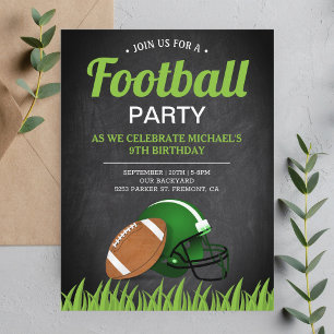 Cartão Postal De Convite Festa de Aniversário de Futebol Infantil Chalkboar