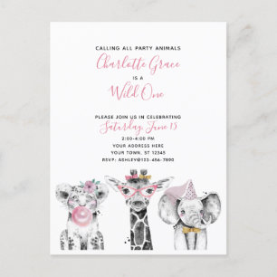 Cartão Postal De Convite Festa de aniversário de Garota Negra Rosa