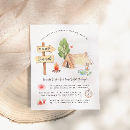 Cartão Postal De Convite Festa de aniversario de meninas de acampamento de 