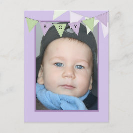 Cartão Postal De Convite Festa de Aniversário de Meninos Bunting Acessível