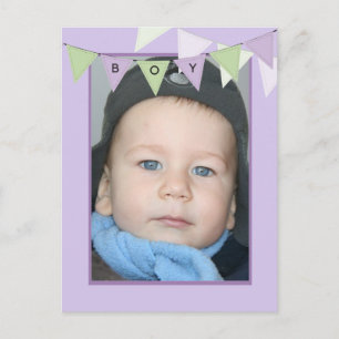 Cartão Postal De Convite Festa de Aniversário de Meninos Bunting Acessível 