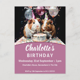 Cartão Postal De Convite Festa de aniversário de porcos