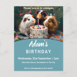 Cartão Postal De Convite Festa de aniversário de porcos-guineenses