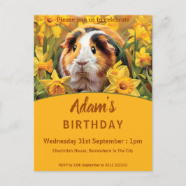 Cartão Postal De Convite Festa de aniversário de porcos-guineenses