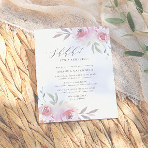 Cartão Postal De Convite Festa de aniversário de Surpresa Floral Pintada El