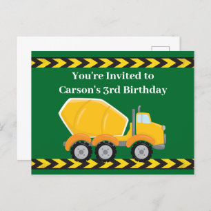 Cartão Postal De Convite Festa de aniversário de Truck Boys Misturadores de