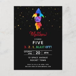 Cartão Postal De Convite Festa de aniversário Espacial Exterior do Navio Ar