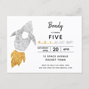 Cartão Postal De Convite Festa de aniversário Espacial Exterior do Navio de