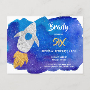 Cartão Postal De Convite Festa de aniversário Espacial Exterior do Navio de