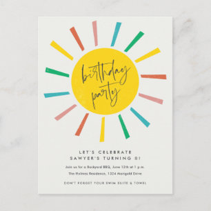 Cartão Postal De Convite Festa de Aniversário Infantil com Roteiro de Sol A