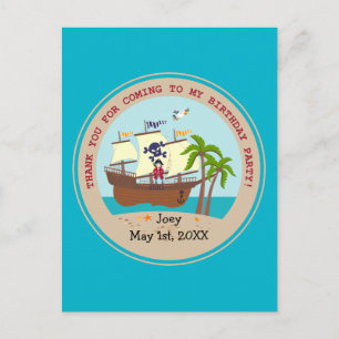 Cartão Postal De Convite Festa de aniversário infantil pirata