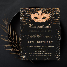 Cartão Postal De Convite festa de aniversário mascarada preto de poeira dou
