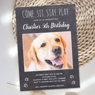 Cartão Postal De Convite Festa de aniversário Rústica De Cachorro Foto De P