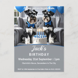 Cartão Postal De Convite Festa de aniversário Schnauzers