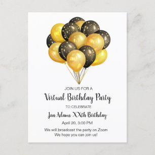 Cartão Postal De Convite Festa de aniversário virtual