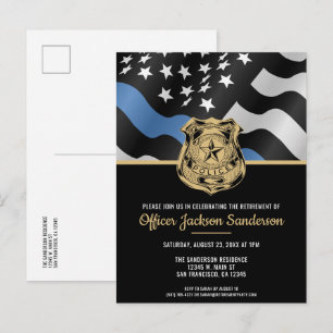 Cartão Postal De Convite Festa de Aposentadoria da Polícia Linha Azul Aplic