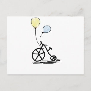Cartão Postal De Convite festa de balões de bicicleta personalizar Aniversá