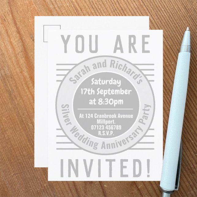 Cartão Postal De Convite Festa de Bodas de Prata (Criador carregado)