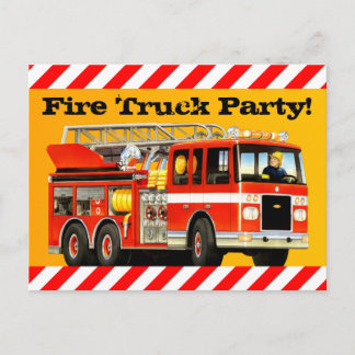 Cartão Postal De Convite Festa de Bombeiros de Menino