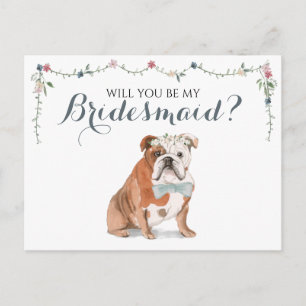 Cartão Postal De Convite Festa de Bridal do Buldogue Inglês Seja Minha Port
