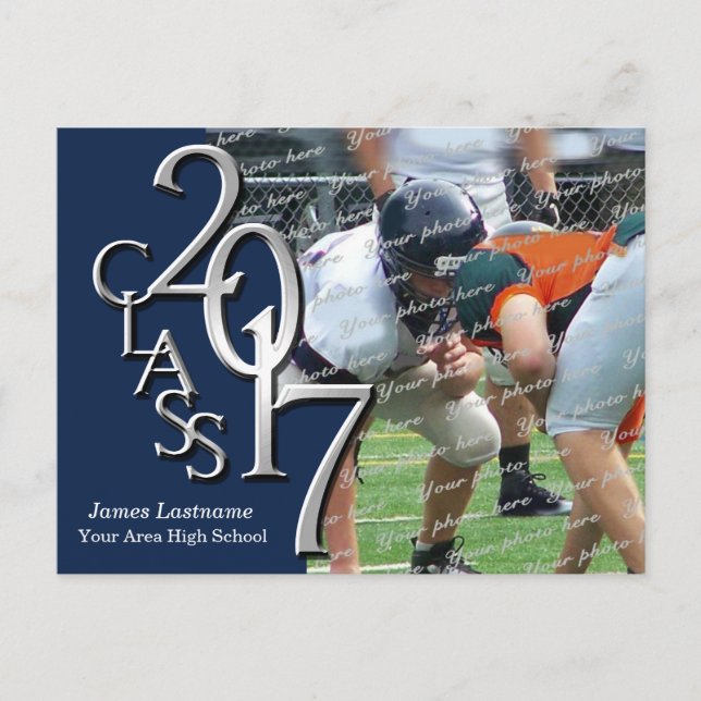 Cartão Postal De Convite festa de formatura 2017 com Photo Blue (Frente)