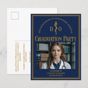 Cartão Postal De Convite Festa de Formatura da Escola Osteopática Azul Mari