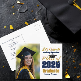 Cartão Postal De Convite Festa de Formatura da Turma de 2026 em Azul Marinh