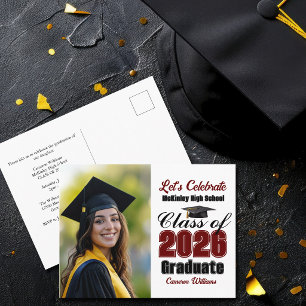 Cartão Postal De Convite Festa de Formatura da Turma de 2026 em Vinho Foto
