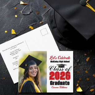 Cartão Postal De Convite Festa de Formatura da Turma Vermelha de 2026