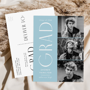 Cartão Postal De Convite Festa de formatura de Fotografias Azul 3 do Céu M