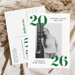 Cartão Postal De Convite Festa de formatura de Fotografias com Letra Verde 