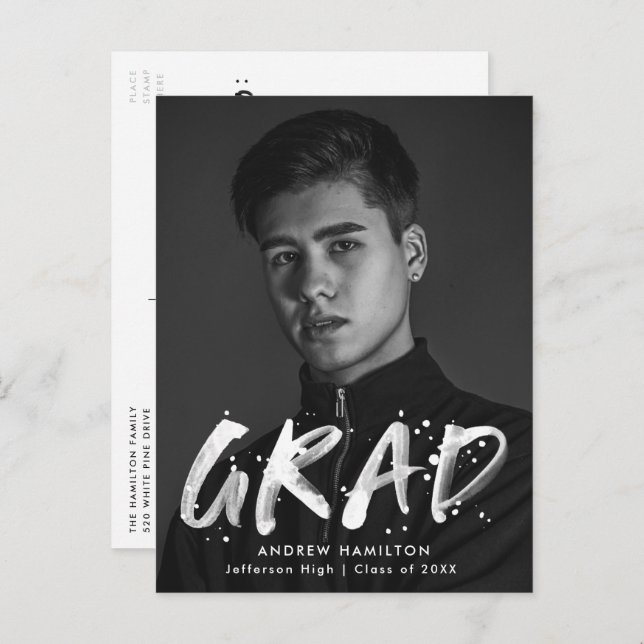 Cartão Postal De Convite Festa de formatura de Fotografias do Modern Paint  (Frente/Verso)