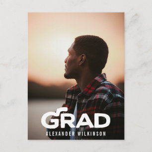 Cartão Postal De Convite Festa de formatura de Fotos Mínima de Script Bold