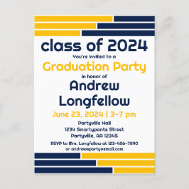 Cartão Postal De Convite FESTA DE FORMATURA e BARES DOURADOS