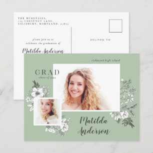 Cartão Postal De Convite Festa de formatura elegante floral multiculosa 