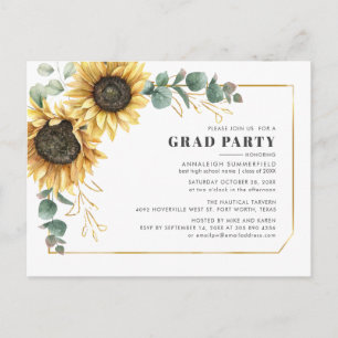 Cartão Postal De Convite Festa de Formatura Sunflower Floral 2026