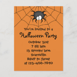 Cartão Postal De Convite Festa de Halloween Aranha