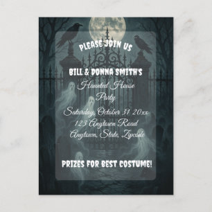 Cartão Postal De Convite Festa de Halloween do Cemitério de Spooky Graveyar