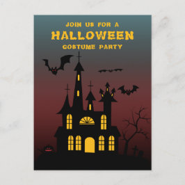 Cartão Postal De Convite Festa de Halloween em Casa Assombrada Assustadora