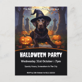 Cartão Postal De Convite Festa de Labrador Halloween