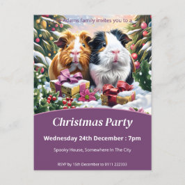 Cartão Postal De Convite Festa de Natal dos Porcos da Guiné